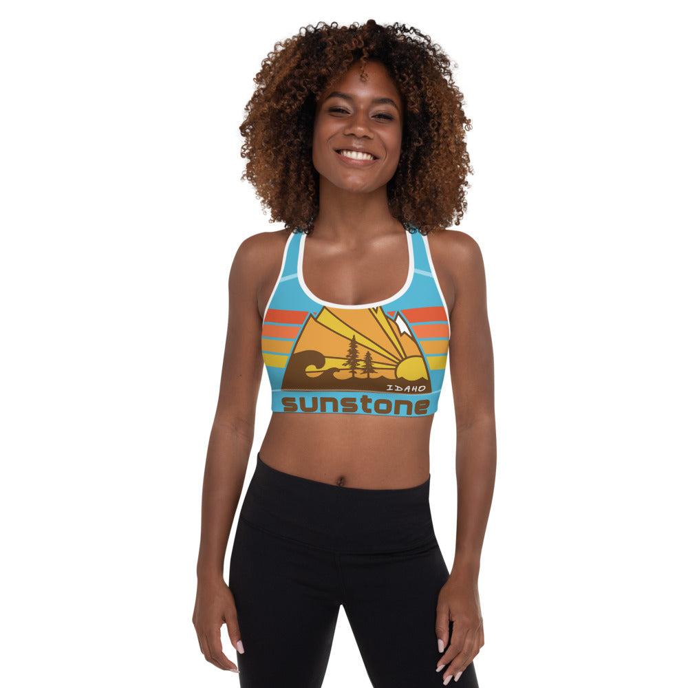 # 01 Sunstone logo stripes (Padded Sports Bra)