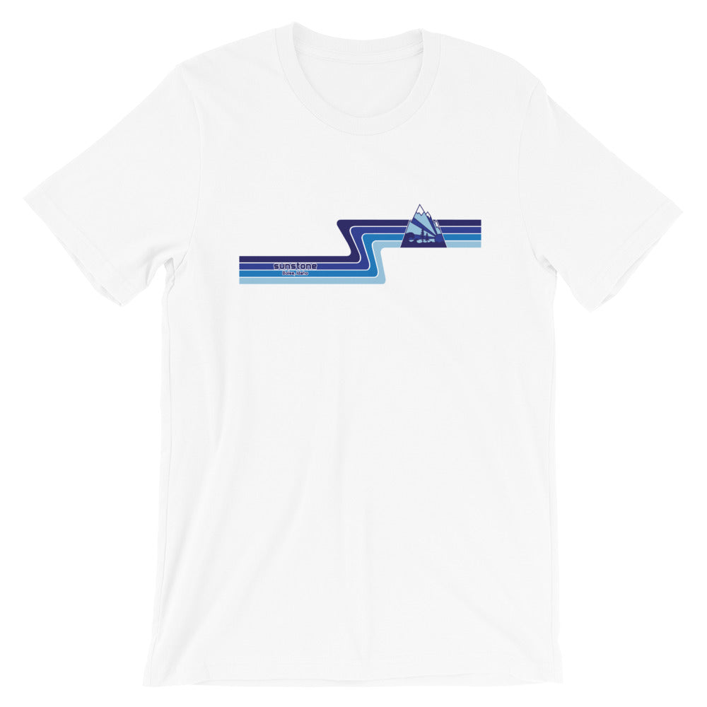 #12 Sunstone Logo Blue Stripes (Short-Sleeve Unisex T-Shirt)