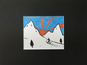 Nordic Skier Mountain Print