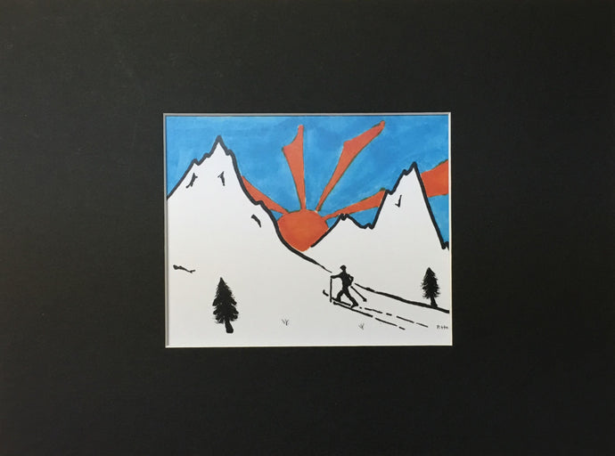 Nordic Skier Mountain Print