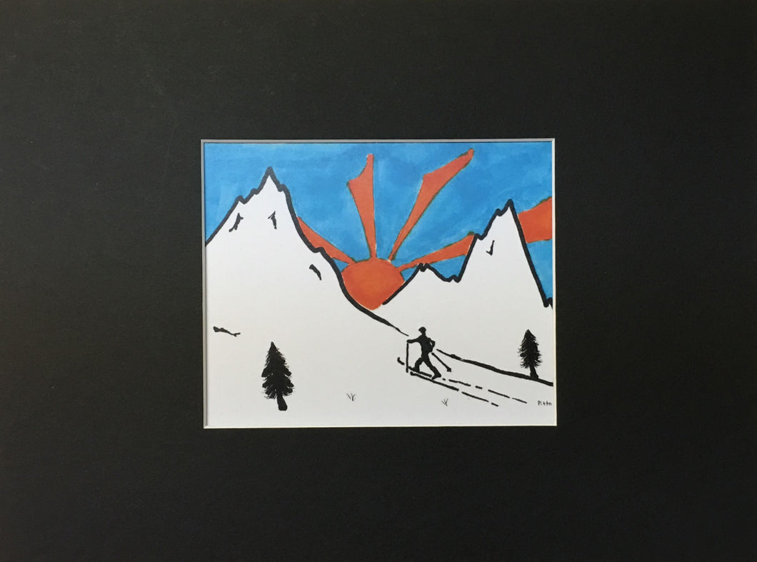 Nordic Skier Mountain Print